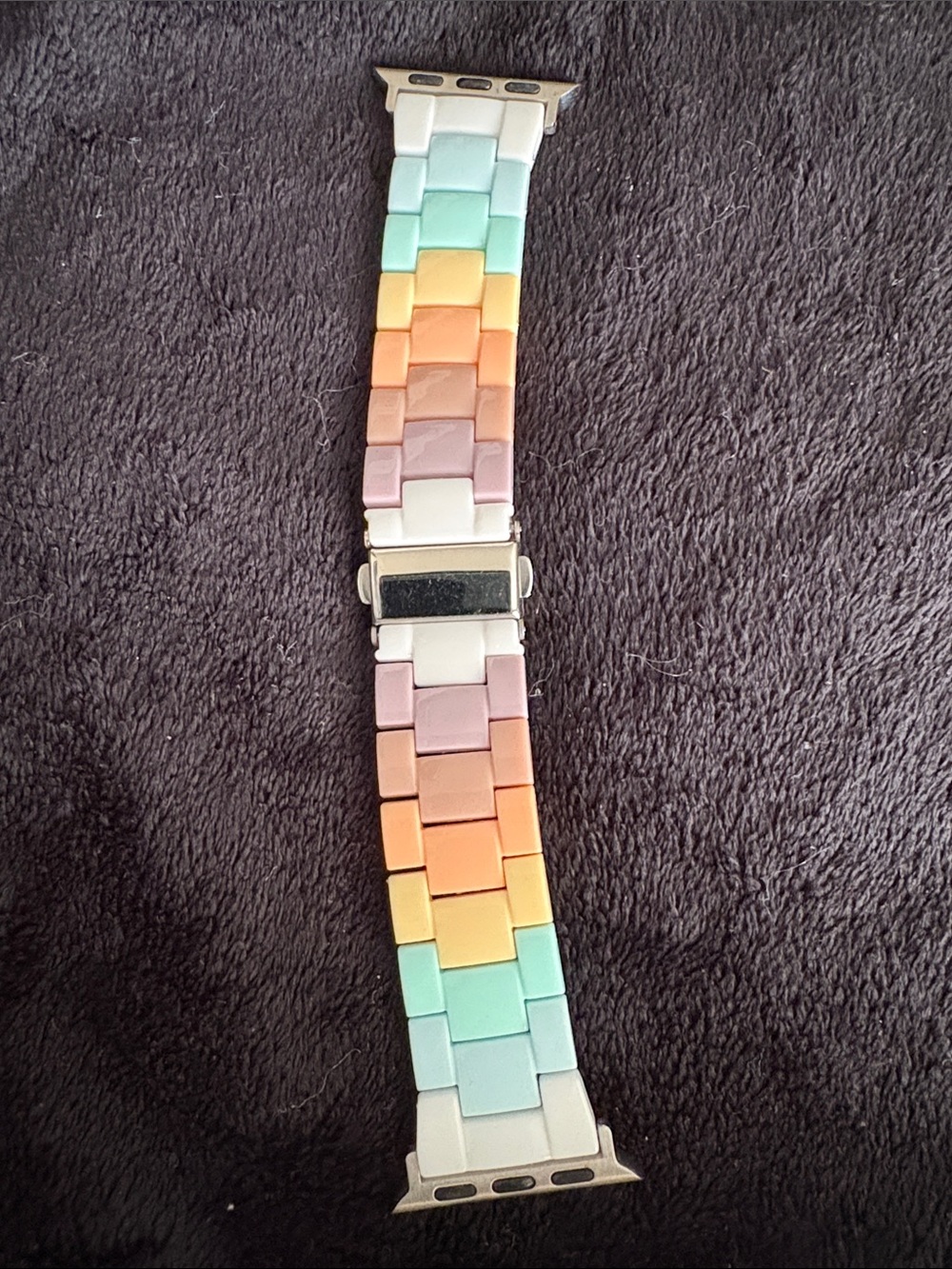 Silicone Rainbow Tile Link Apple Watch Band - Pastel Multicolor